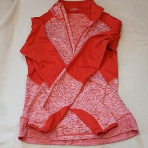 Zella Women's Medium Fire Engine Red Heathered Quarter-Zip Athletic Top